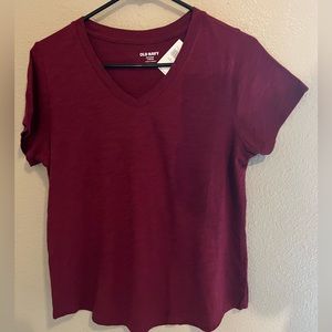 Old Navy Everywear slub knit v-neck t-shirt burgundy size petite small